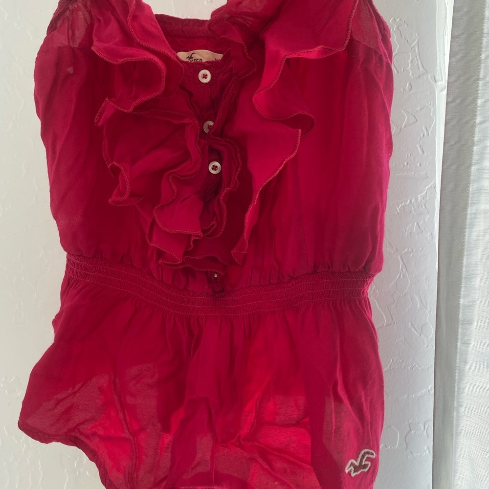 Red Hollister Cami Adjustable Strap Tank Top